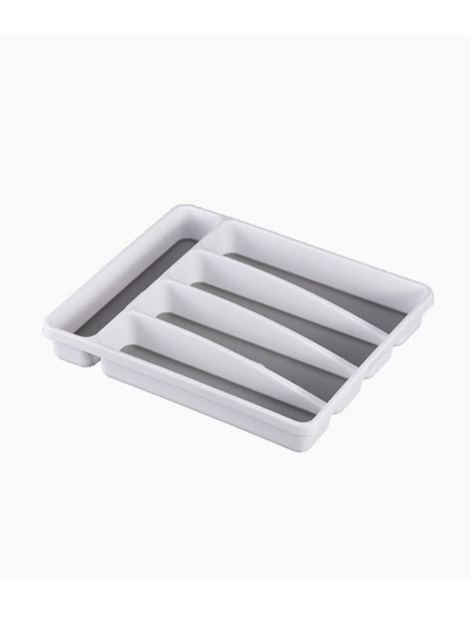 Kitchen Drawer Organizer  for Drawer Flatware Organizer 5 Compartment White - Image 1